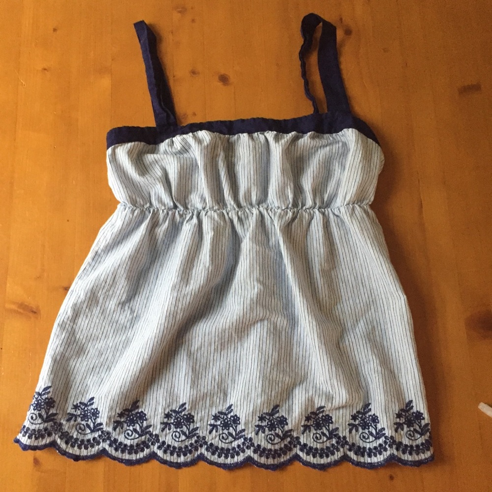 Anthro Weston Wear Blue Eyelet Trim Blouse Tank